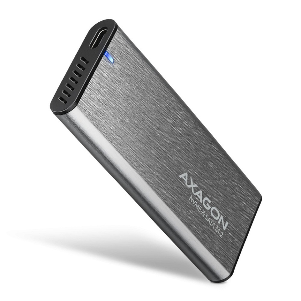 AXAGON kettaboks ALU box EEM2-SG2 USB-C 3.2 Gen 2 - M.2 NVMe / SATA SSD 30-80mm