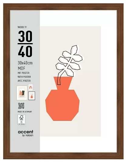 Nielsen Design pildiraam Photo Frame Wooden 3230205 Wood 19 Walnut 30x40 cm