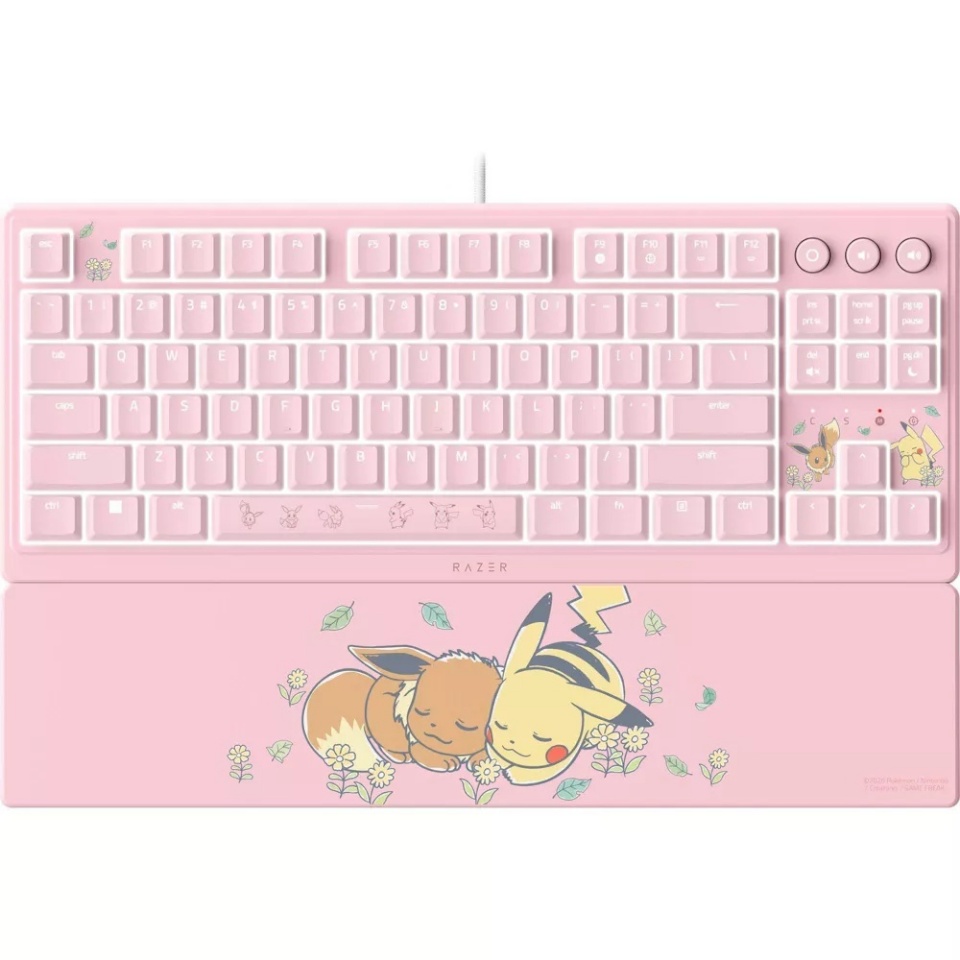 Razer klaviatuur Ornata V3 Tenkeyless Gaming keyboard Wired (US) Razer klaviatuur Mecha-Membrane Switches Wrist Rest Pikachu Eevee Edition