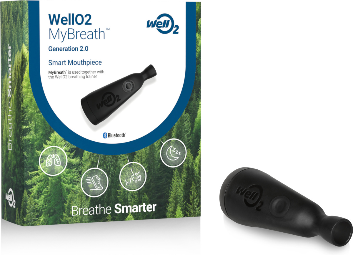 WellO2 nutikas huulik MyBreath Gen 2.0 Smart Mouthpiece, must