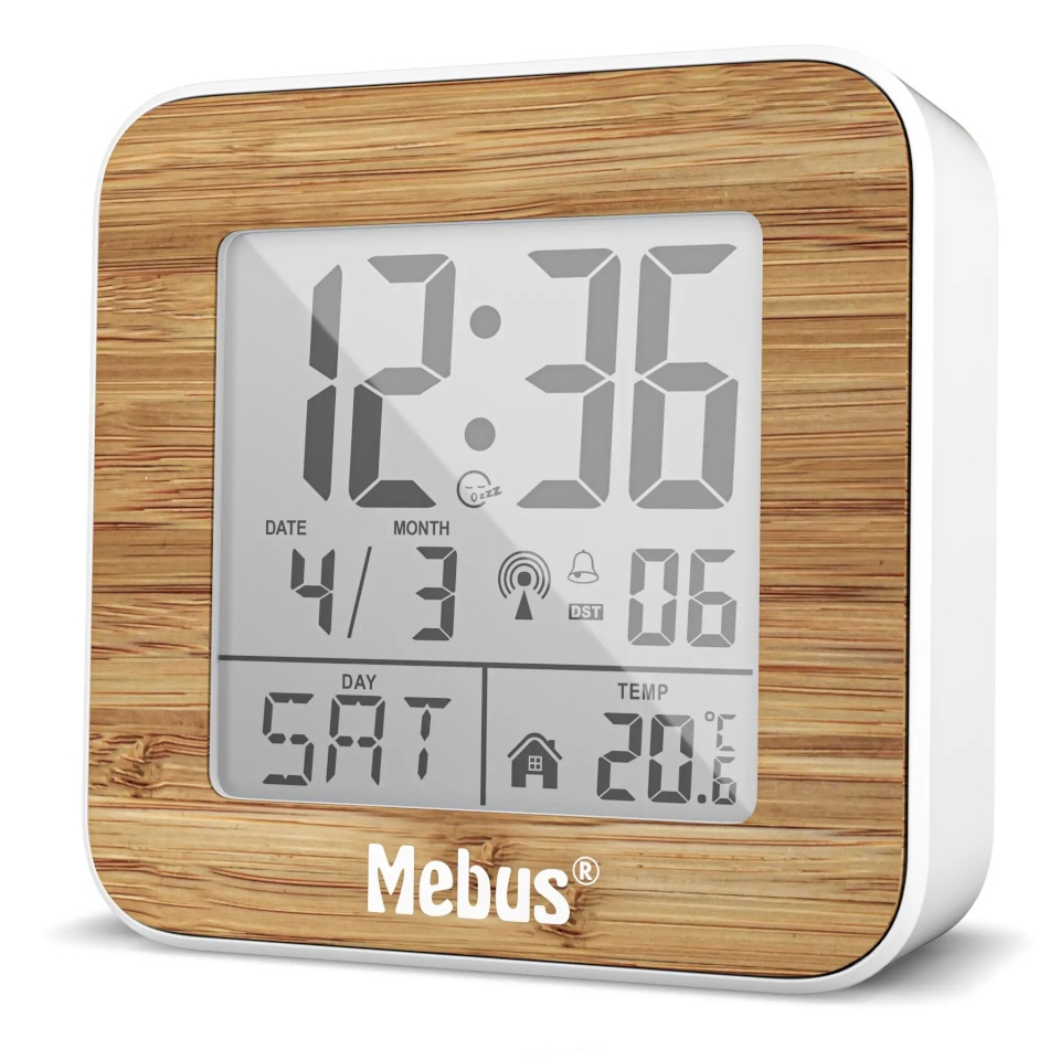 Mebus lauakell 27247 Radio Alarm Clock Digital, pruun/valge