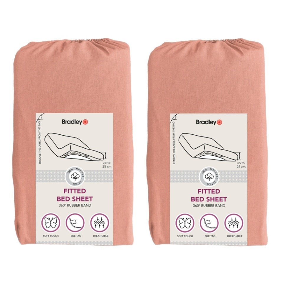 Bradley kummiga voodilina, 180 x 200 x 25 cm, 2tk, korall