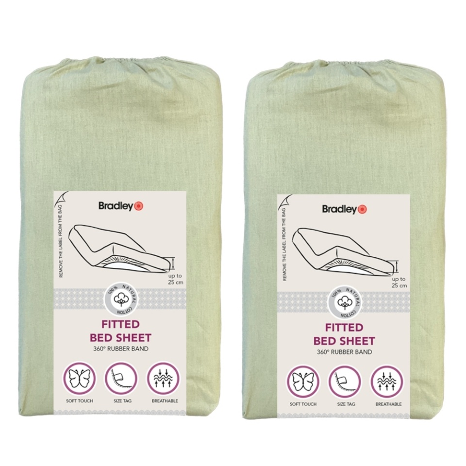 Bradley kummiga voodilina, 180 x 200 x 25 cm, 2tk, roheline