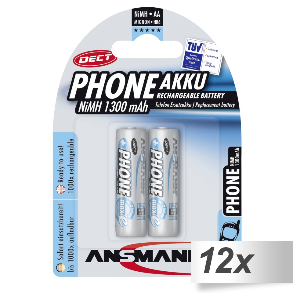 Ansmann akud 12x2 maxE NiMH Mignon AA 1300mAh DECT PHONE