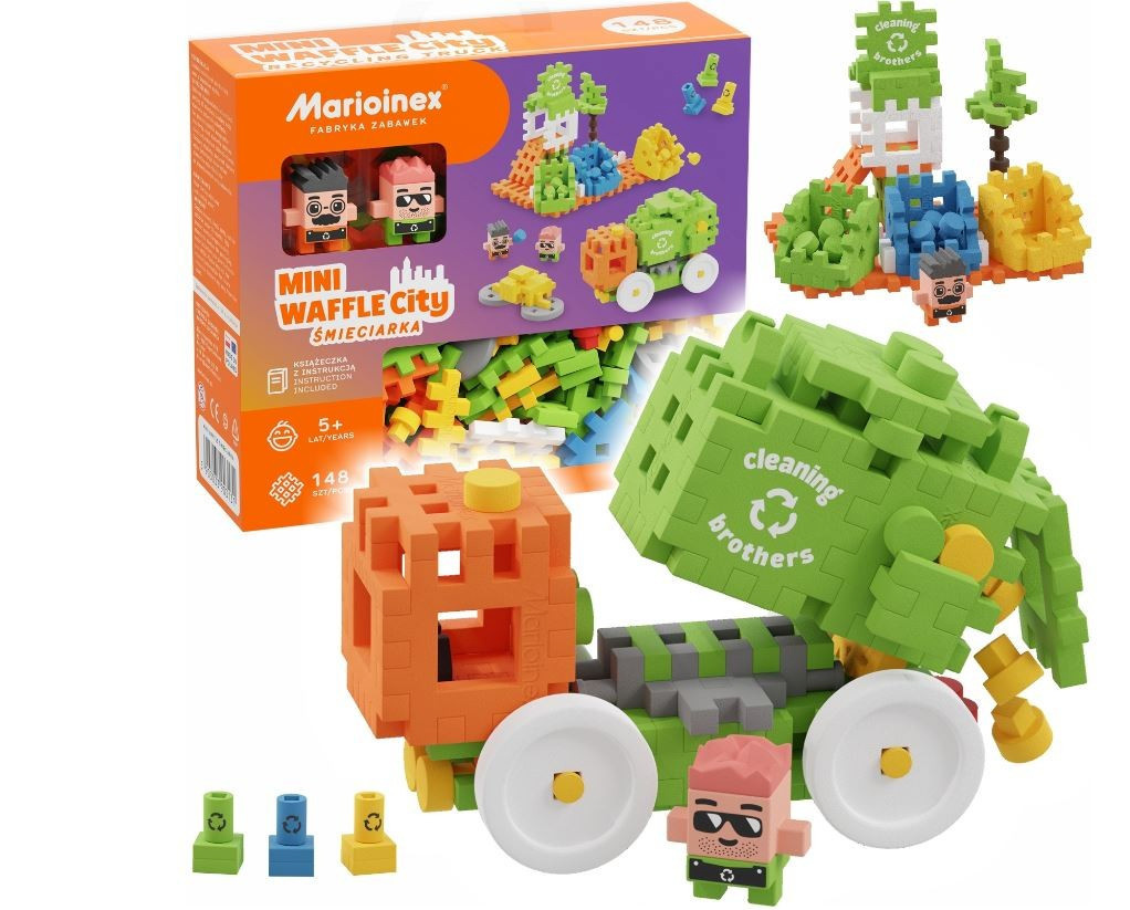 Marioinex klotsid Mini Waffle City - Garbage Truck 148-osaline