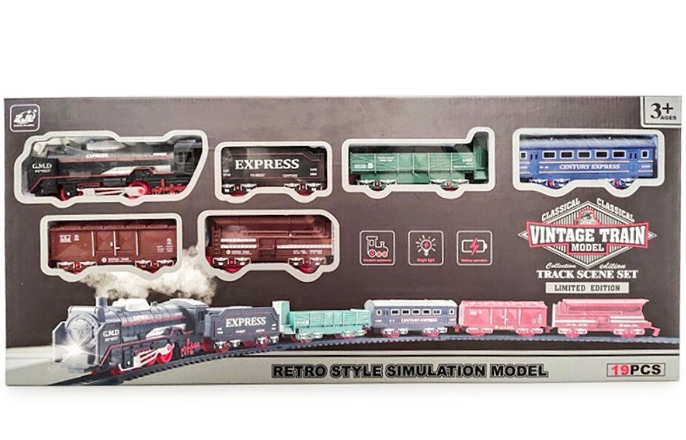 Artyk mängurong Pociąg Vintage z torem 19 elementów