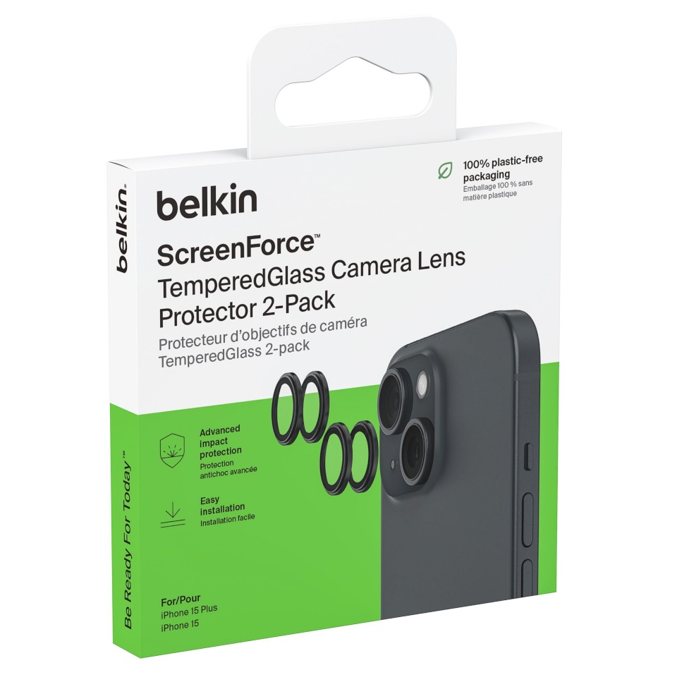 Belkin kaitsekile 1x2 Kameralinsenschutz TempGlass iPhone 15/15 Plus
