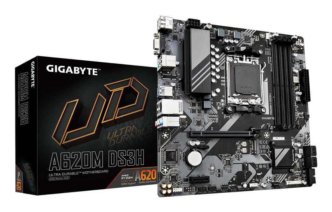 Gigabyte emaplaat AMD A620 socket Am5 micro ATX ram Ddr5-sdram 4xslots 1xpci Express X1 Slots 1xpci Express X16 Slots 1xnumber Of M.2 (m) Slots a620mds3h2.0