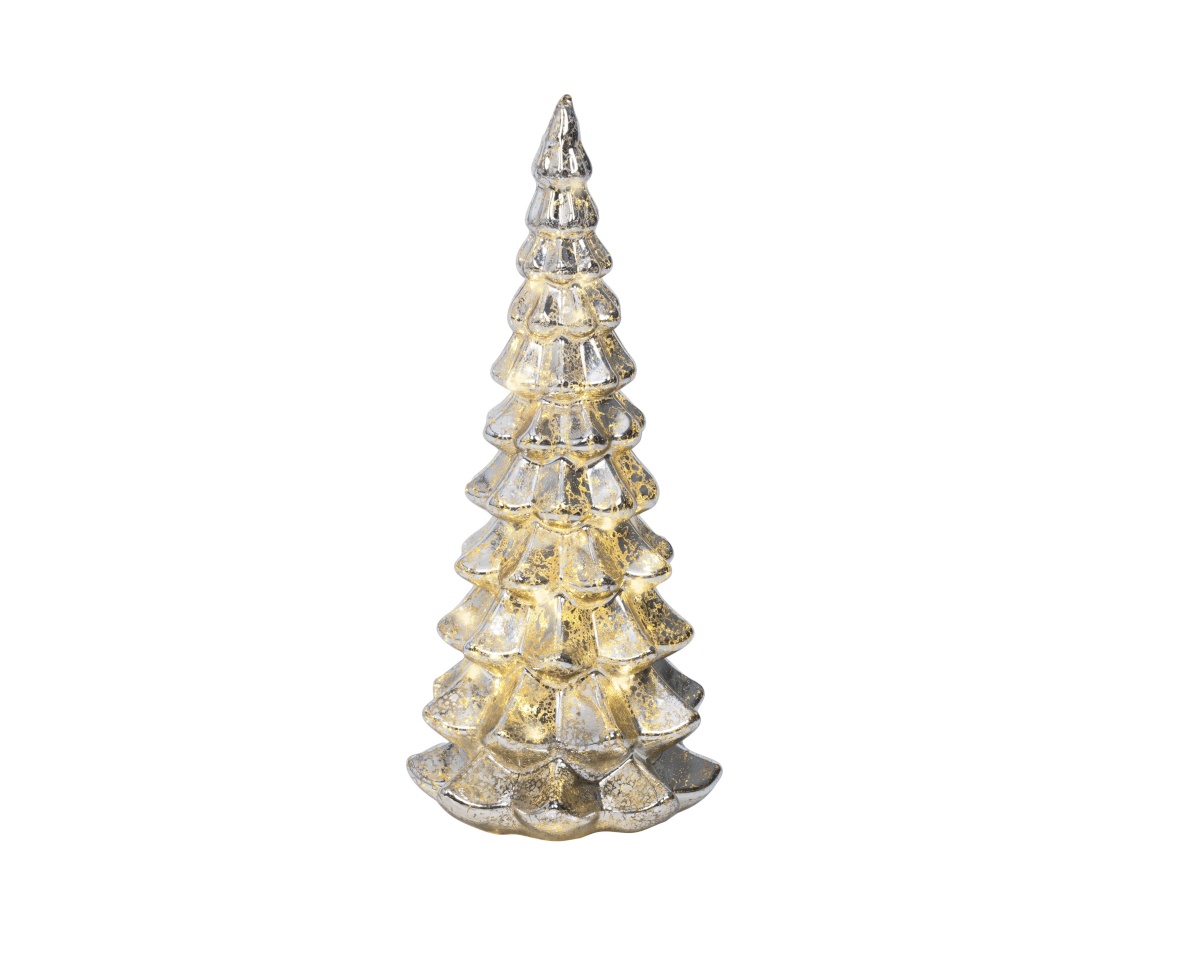 Lumineo jõuludekoratsioon 489484 Glass Tree with Lights, Table Decoration, 32cm, hõbedane