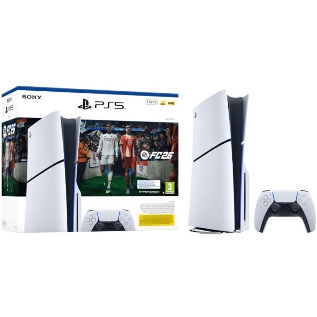 Sony mängukonsool PlayStation 5 Slim + EA Sports FC 26 Bundle 1 TB Wi-Fi must, valge
