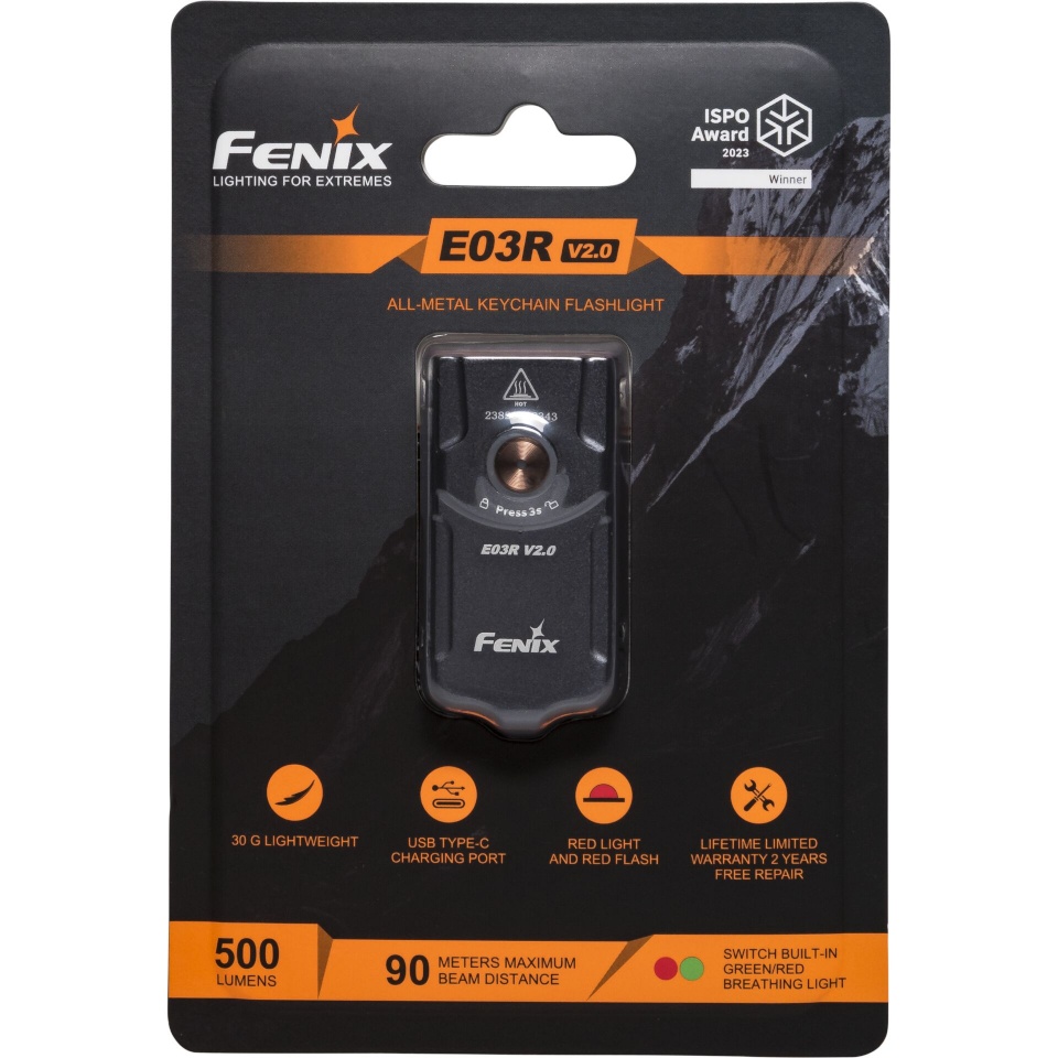 Fenix taskulamp E03R V2.0 Flashlight, 260 lm, must