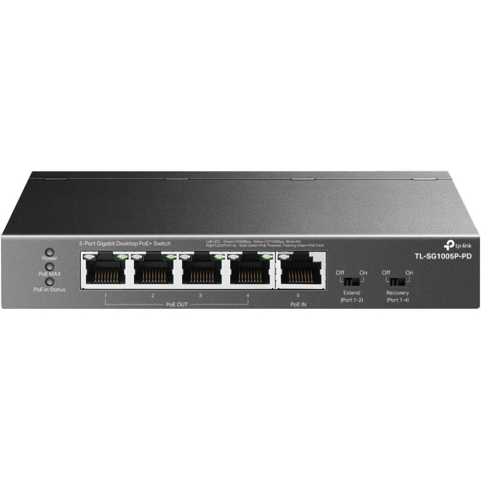 TP-LINK switch 5-Port Gigabit Desktop with 4-Port PoE TL-SG1005P-PD Unmanaged Desktop/Wall mountable
