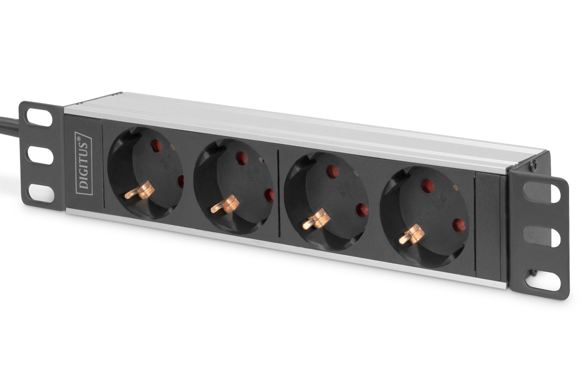 Digitus pikendusjuhe | 10" Socket Strip with Aluminum Profile, 4-way safety sockets | DN-95418