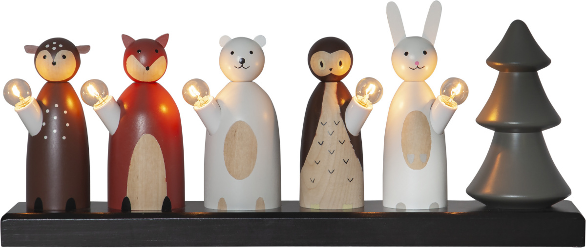 Star Trading küünlajalg Forest Friends Animal Candle Holder, must