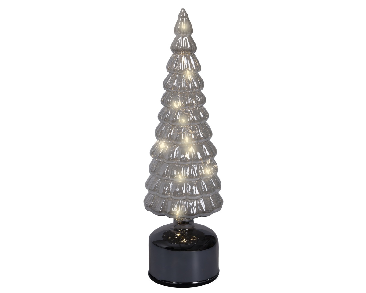 Lumineo jõuludekoratsioon 489834 Rotating Glass Tree Ornament with Lights, 34cm, hall