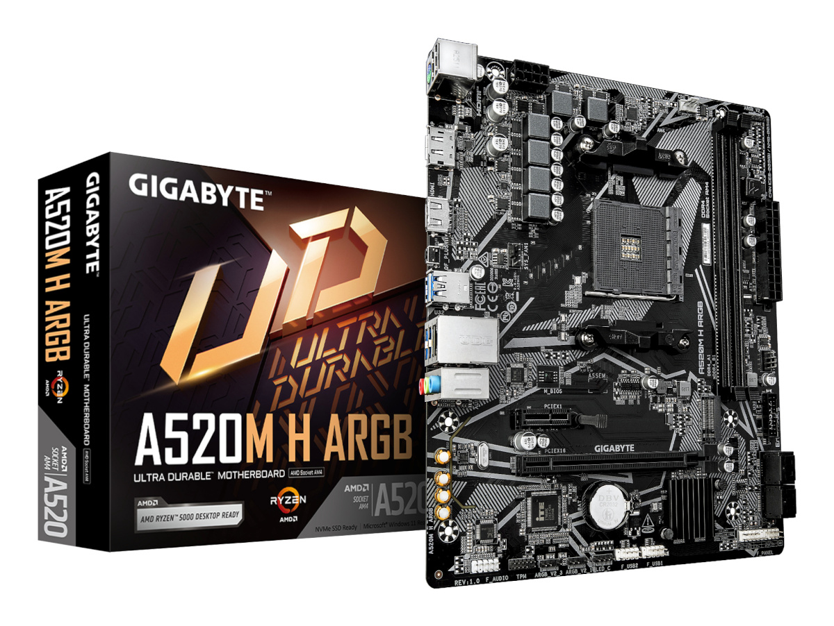 Gigabyte emaplaat A520M H ARGB (A520,AM4,mATX,DDR4)