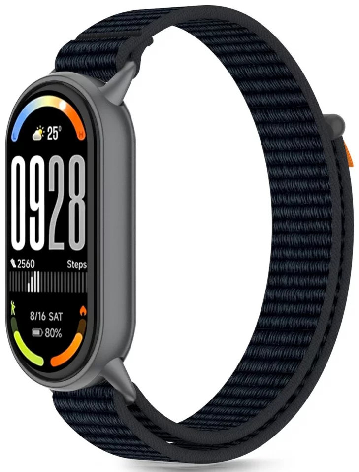 Tech-Protect kellarihm Nylon Strype Xiaomi Smart Band 8/9/10 must/oranž
