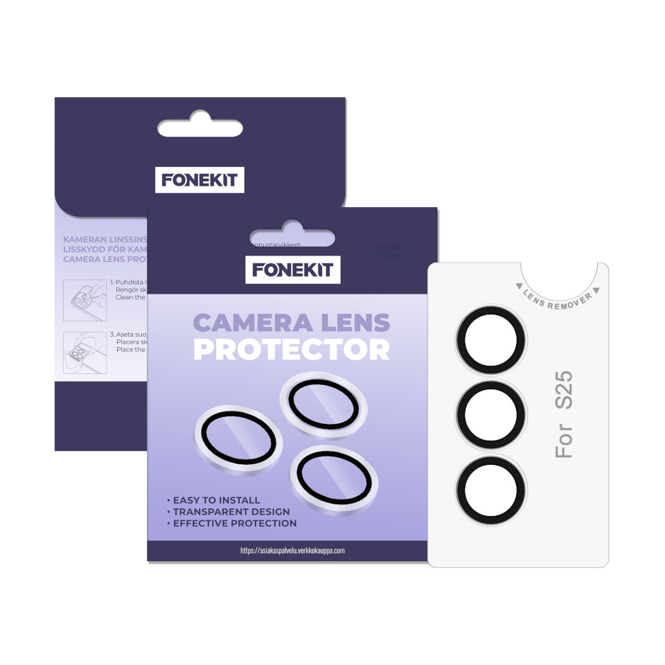 FoneKit kaamera kaitseklaas, Samsung Galaxy S25, läbipaistev
