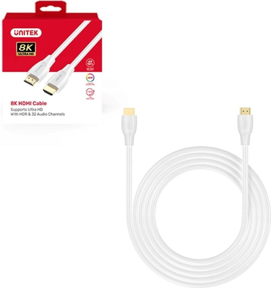 UNITEK kaabel HDMI 2.1 8K HDR Cable, valge, 5m