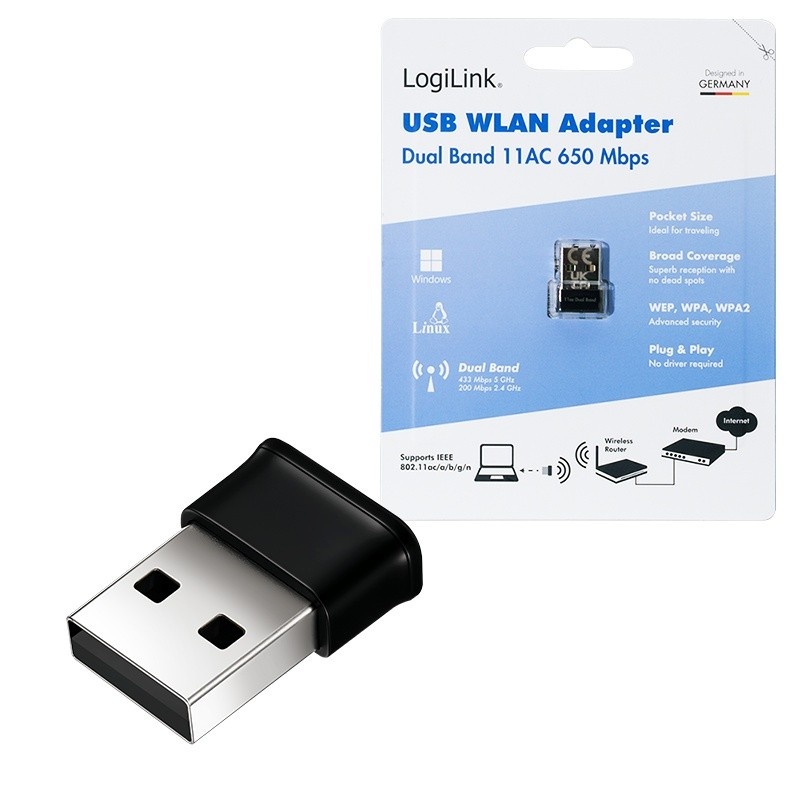 Logilink Wireless USB WLAN adapter, 11ac, 650 Mbit