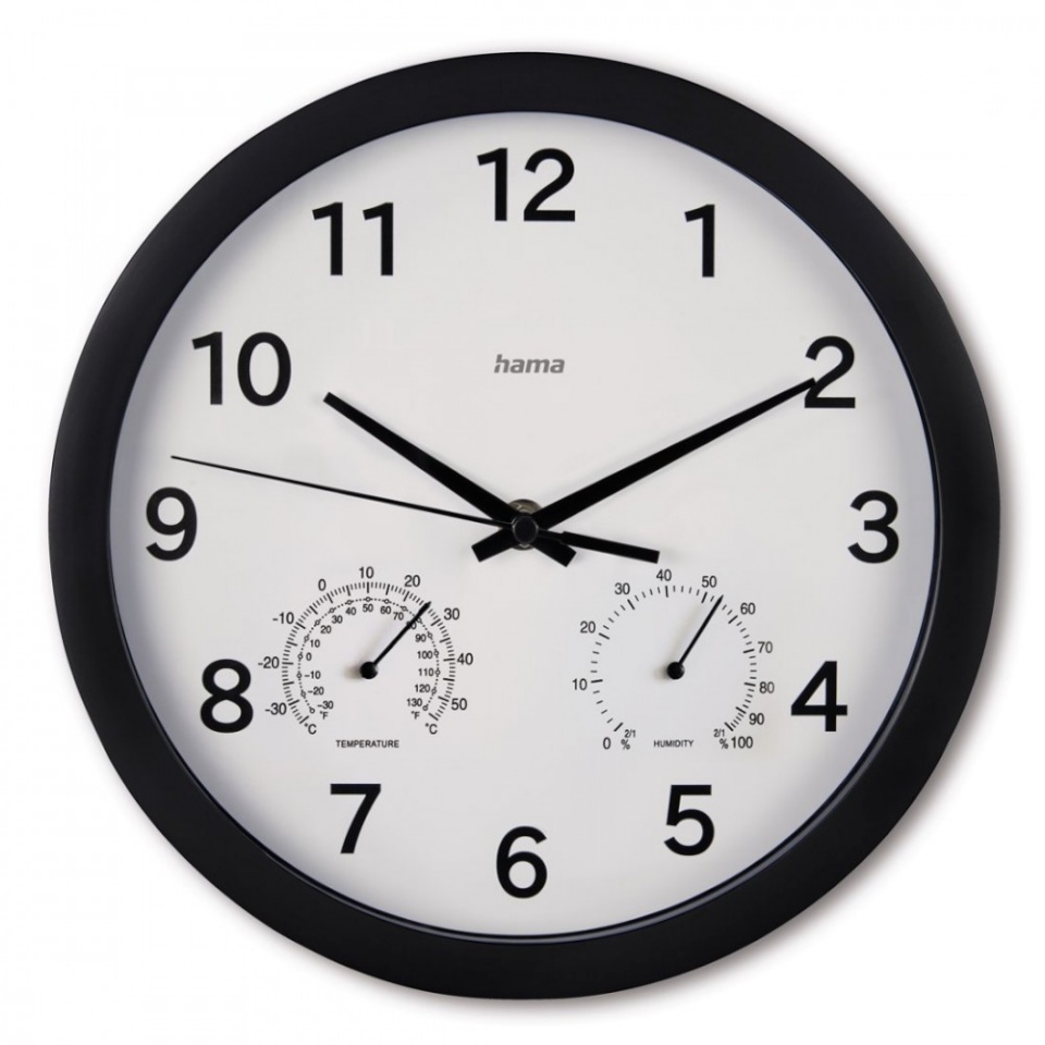 Hama seinakell Malta Wall Clock, 25cm, must