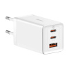 Baseus GaN5 Pro seinalaadija 2xUSB-C + USB, 65W valge
