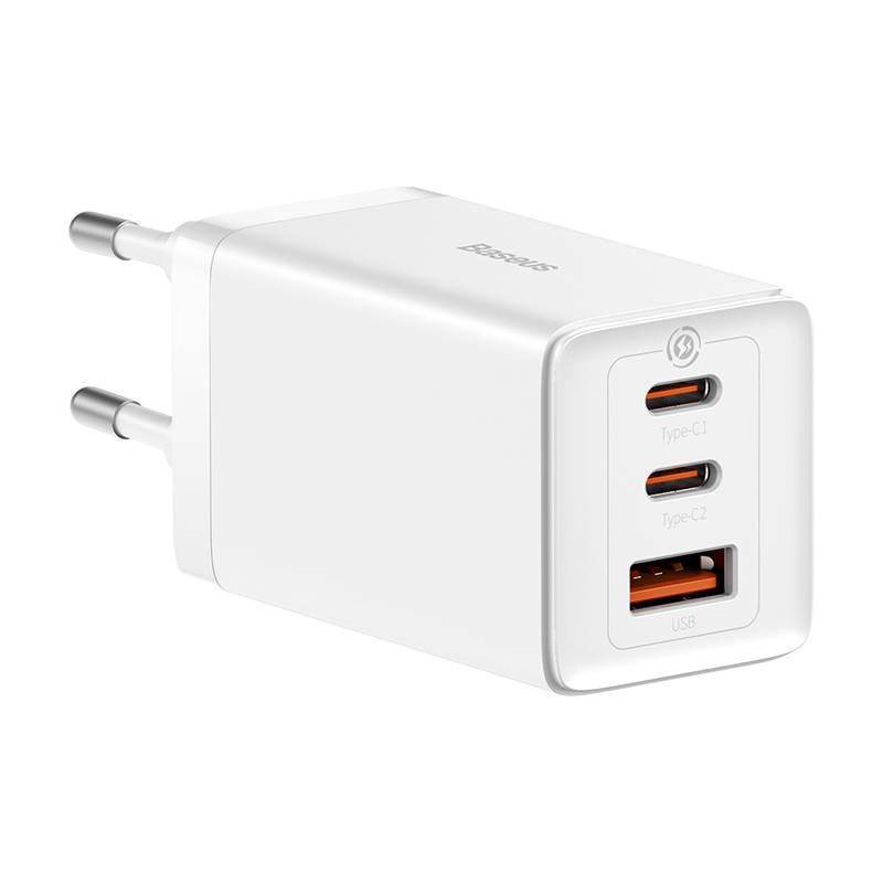 Baseus GaN5 Pro seinalaadija 2xUSB-C + USB, 65W valge