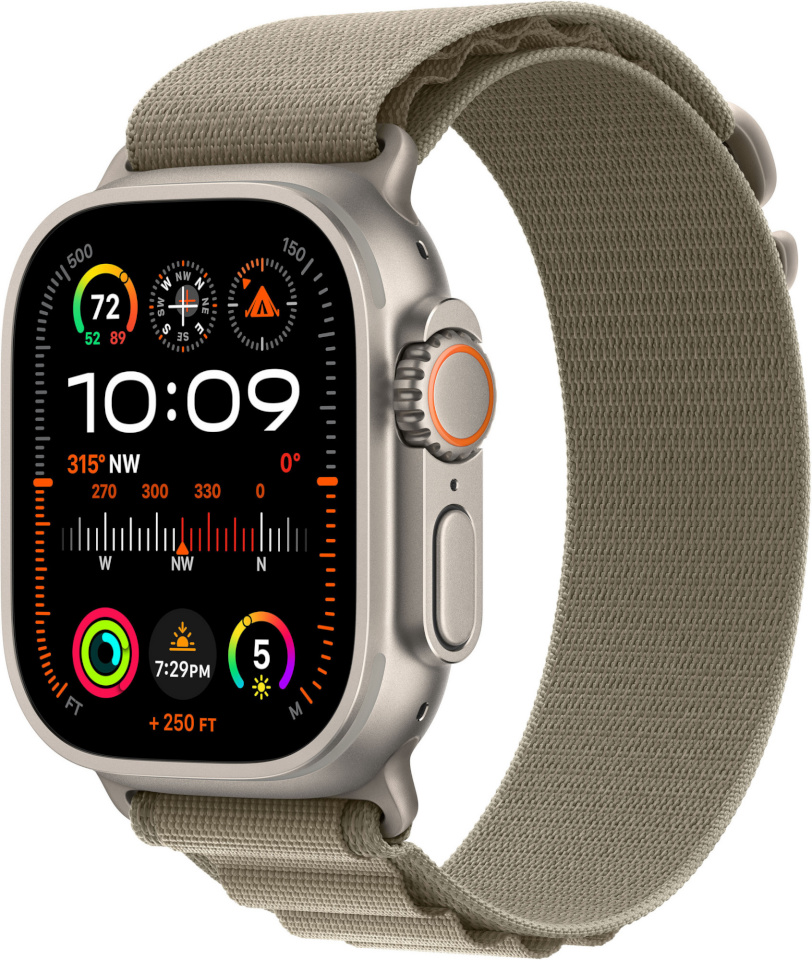 Apple Watch Ultra 2 GPS + Cellular 49mm Titanium Case with Olive Alpine Loop, Large