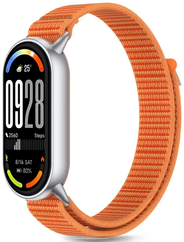 Tech-Protect kellarihm Nylon Strype Xiaomi Smart Band 8/9/10, oranž/hall