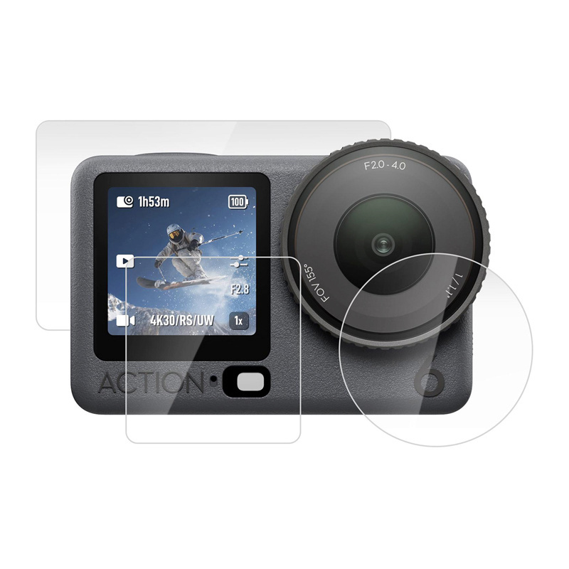 Puluz tempered glass set for DJI Osmo Action 6 (3 pcs).