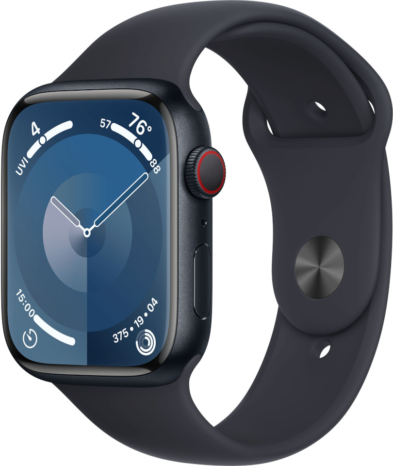 Apple Watch Series 9 GPS + Cellular 45mm Midnight Aluminium Case with Midnight Sport Band, M/L