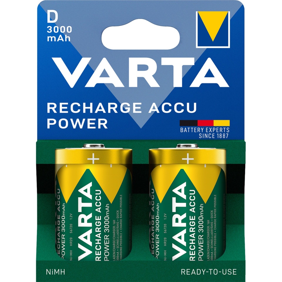 Varta akud 1x2 Recharge Power D Mono 3000mAh