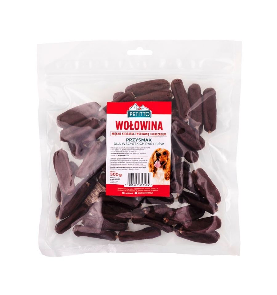 Petitto maius koerale Soft Sausages with Beef, 500g