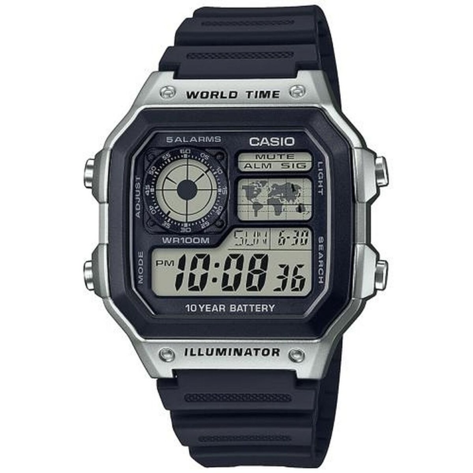 Casio meeste kell AE-1200WH-1CVEF must hall (Ø 40 mm)
