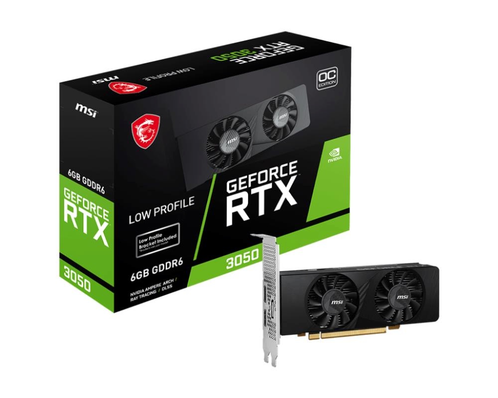 MSI videokaart nVidia GeForce RTX 3050 6GB GDDR6 96bit PCIe 4.0 16x Dual Slot Fansink rtx3050lp6goc