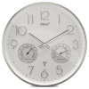 Mebus seinakell 12989 Radio Wall Clock with Thermo-Hygrometer, valge/hõbedane