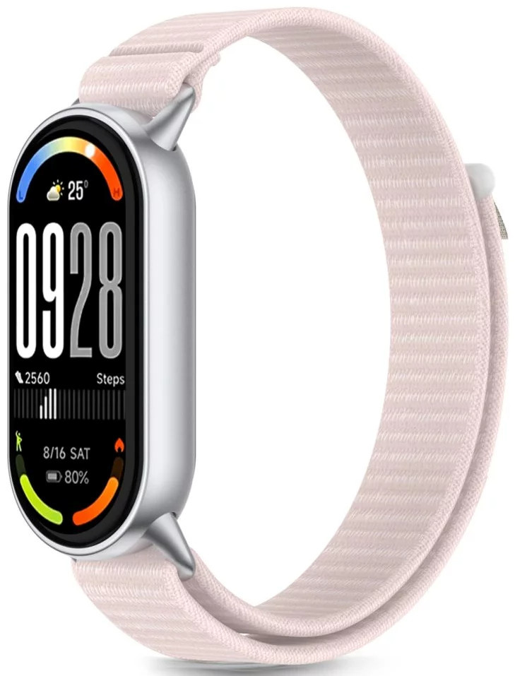 Tech-Protect kellarihm Nylon Strype Xiaomi Smart Band 8/9/10, roosa/hall