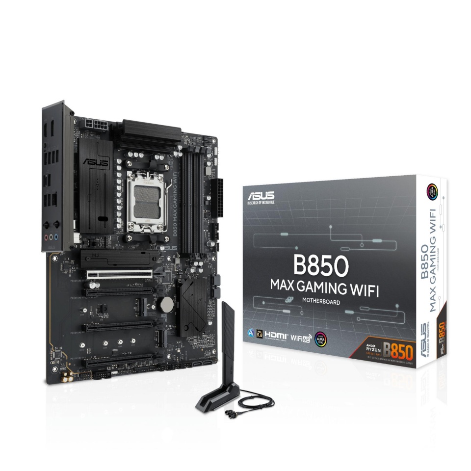 ASUS emaplaat AMD B850 socket Am5 ATX ram Ddr5-sdram 4xslots wi-fi Yes bluetooth Yes 3xnumber Of M.2 (m) Slots b850maxgamingwifi