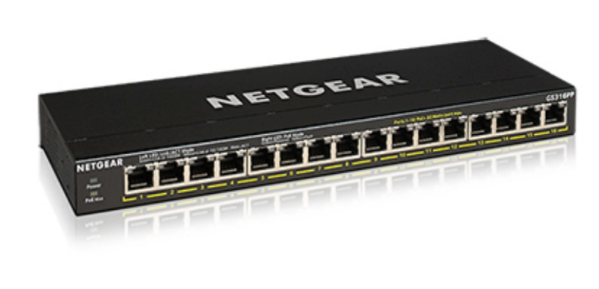 Netgear switch GS316PP Unmanaged Gigabit Ethernet (10/100/1000) Power over Ethernet (PoE) must