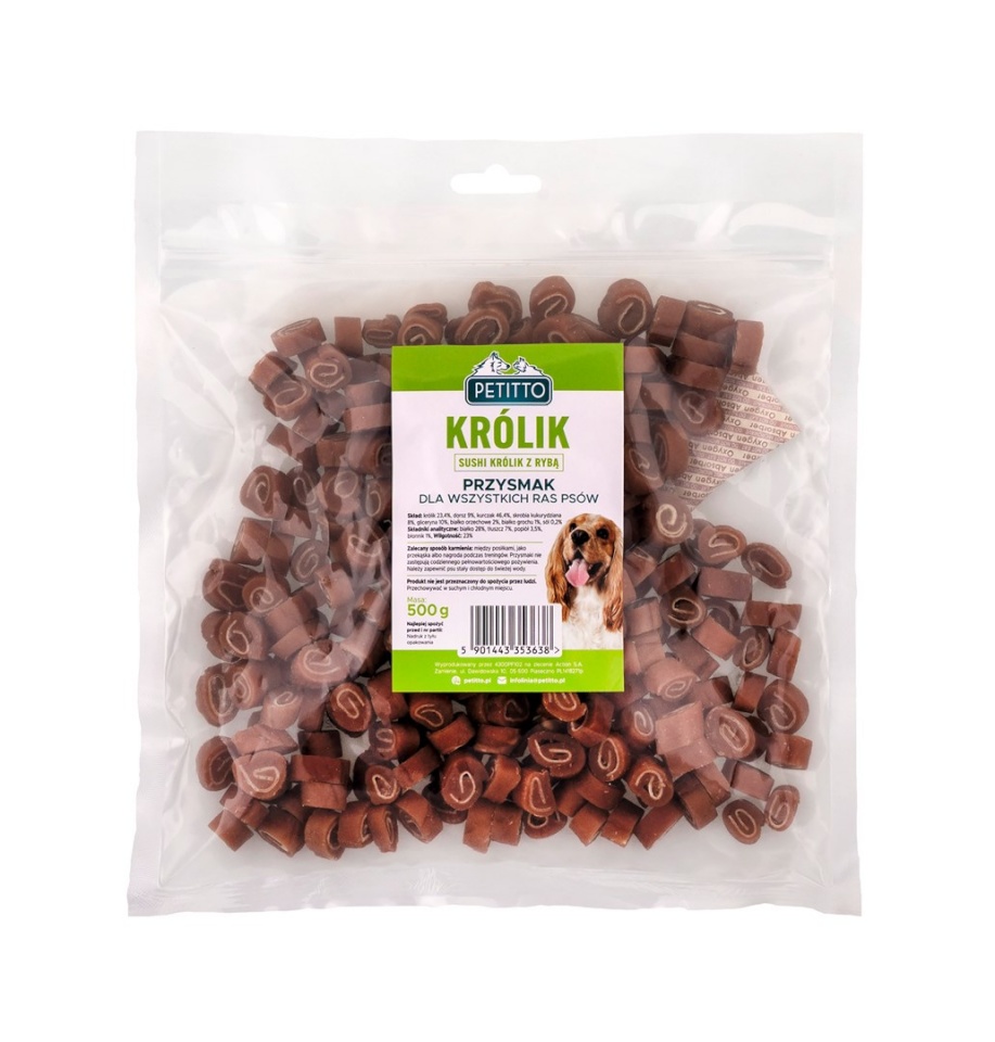 Petitto maius koerale Sushi Rabbit with Fish Delicacy for Dog, 500g