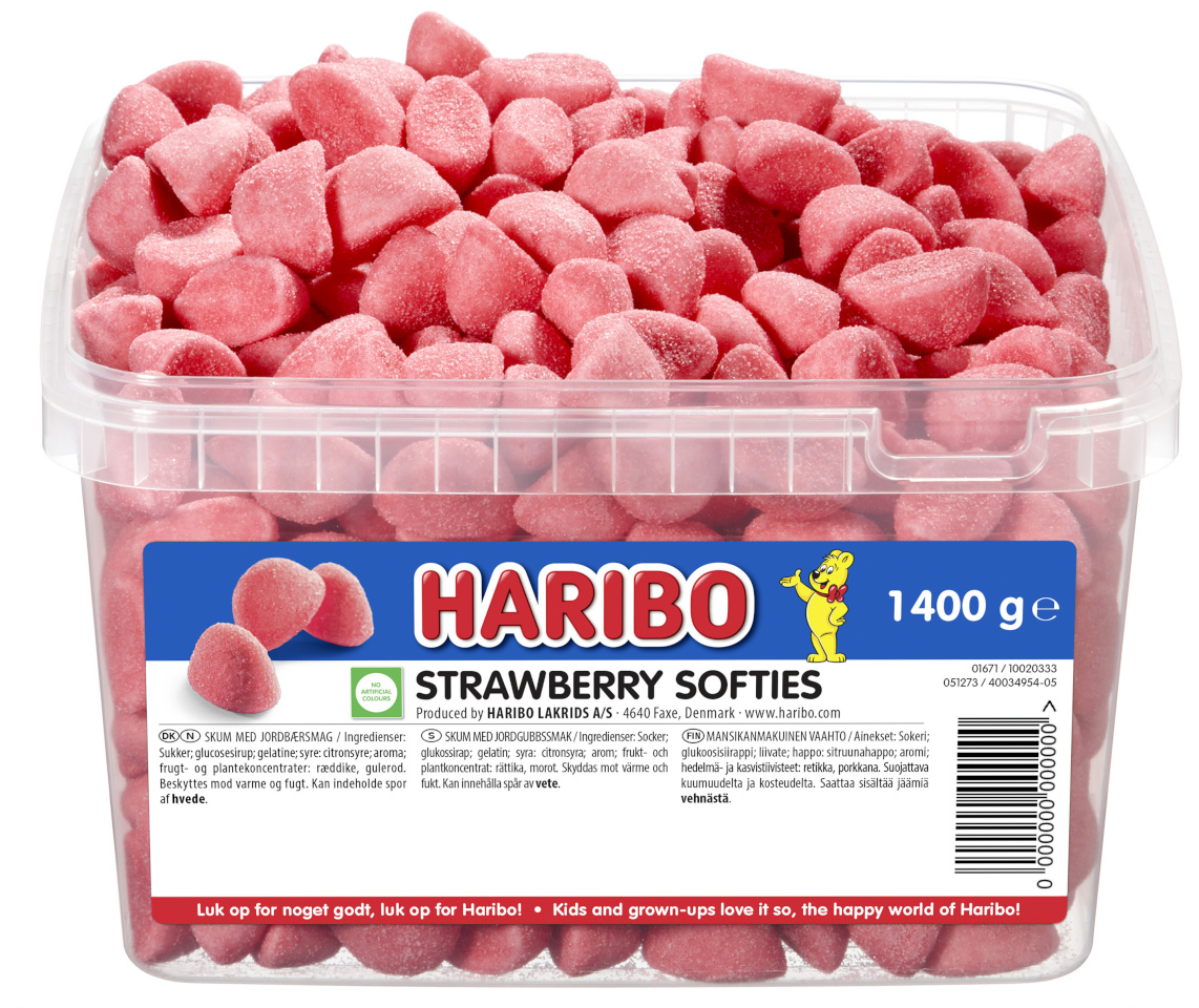 Haribo lahtised kommid Strawberry Softies, 1,4kg