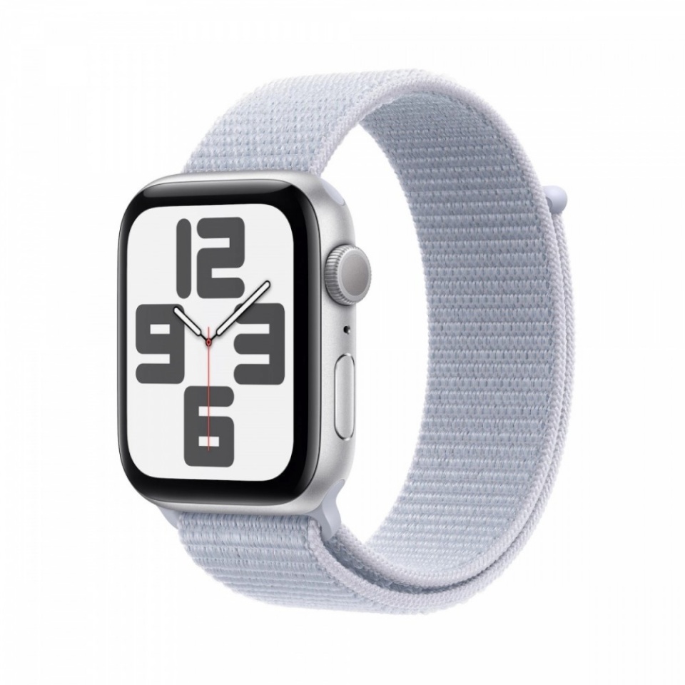 Apple Watch SE GPS 44mm Silver Aluminium Case with Blue Cloud Sport Loop, hõbedane/sinine