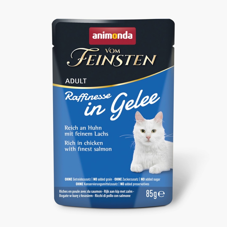 Animonda kassitoit Vom Feinsten Adult Raffinesse in Jelly Rich in Chicken with Salmon, 85g