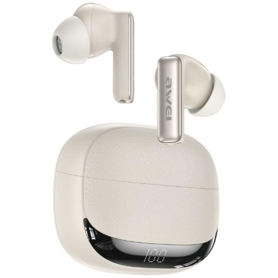 AWEI kõrvaklapid Headphones TA19 ANC TWS Bluetooth 6.0 beež