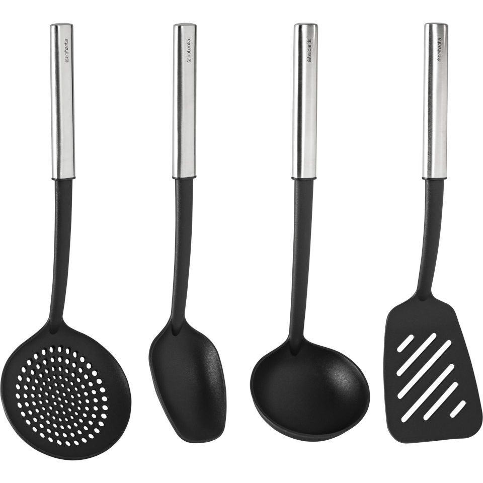 Brabantia köögitarvikute komplekt Kitchen Utensil Set, Non Stick Coated, hõbedane/must