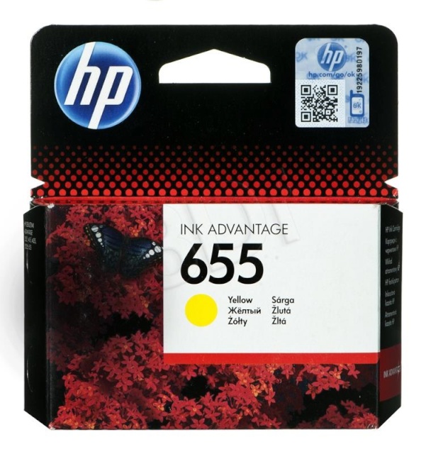 HP tindikassett no. 655 kollane 