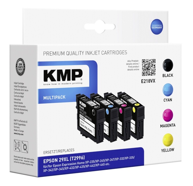 KMP tindikassett E218VX Multipack BK/C/M/Y asendustoode: T2996 XL