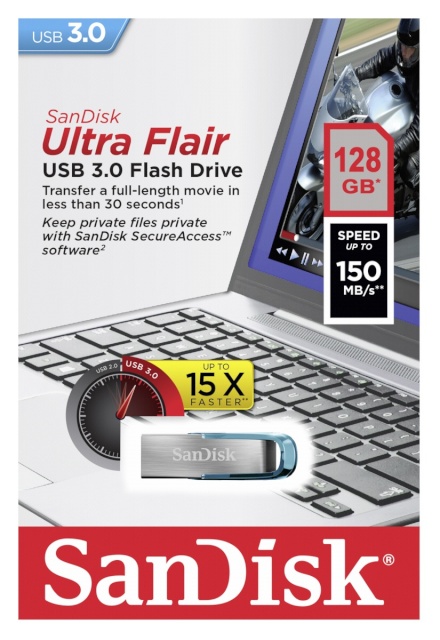 Sandisk mälupulk Cruzer Ultra Flair 128GB USB 3.0 sinine SDCZ73-128G-G46B
